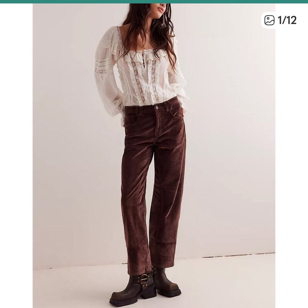 We The Free Risk Taker High Rise Straight Cord pants chocolate truffle size 30